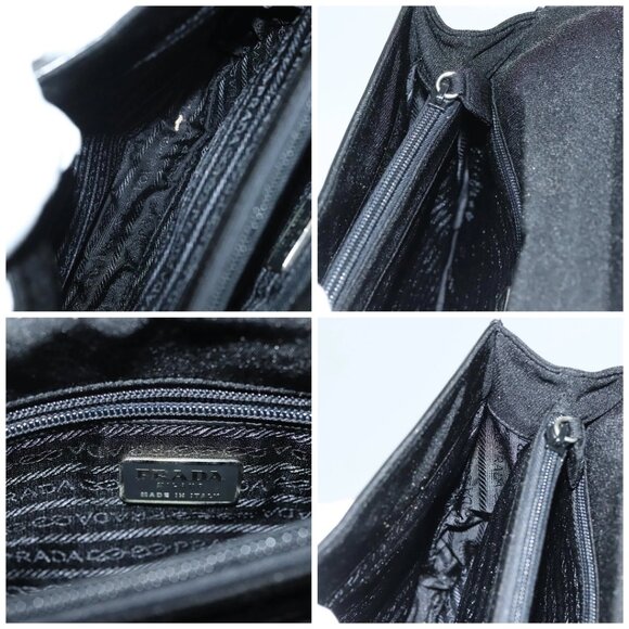 PRADA Hand Bag Canvas Black Silver Auth sw1249 - Picture 15 of 15